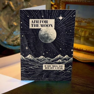 Aim for the Moon, Set mit inspirierenden himmlischen Grußkarten mit weißen Umschlägen, 13 x 18 cm