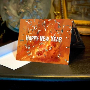 ダンプスターファイア、ハッピーニューイヤー、秘密の内側と白い封筒付きの面白いグリーティングカードセット、5インチ×7インチ