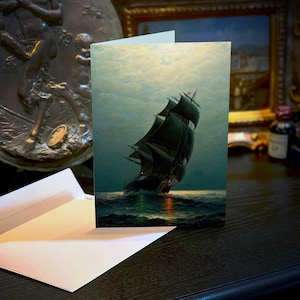 Ship in the Night de James Gale Tyler, Juego de tarjetas de felicitación góticas, con sobres blancos, 5 x 7 pulgadas