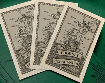 Cruising the Blue, Personalized Nautical Ex-Libris Bookplates, Crafted on Traditional Gummed Paper, 3in x 4in, Set of 30