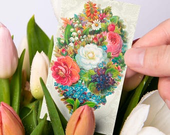 Tarjeta de presentación personalizada o adjunta de estilo victoriano "No me olvides", disponible con esquinas cuadradas o redondeadas, 3,5″ x 2″