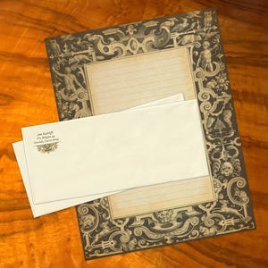 Udolpho, Luxurious Handcrafted Gothic Stationery Set for Letter Writing, Personalized, 12 Sheets/10 Envelopes