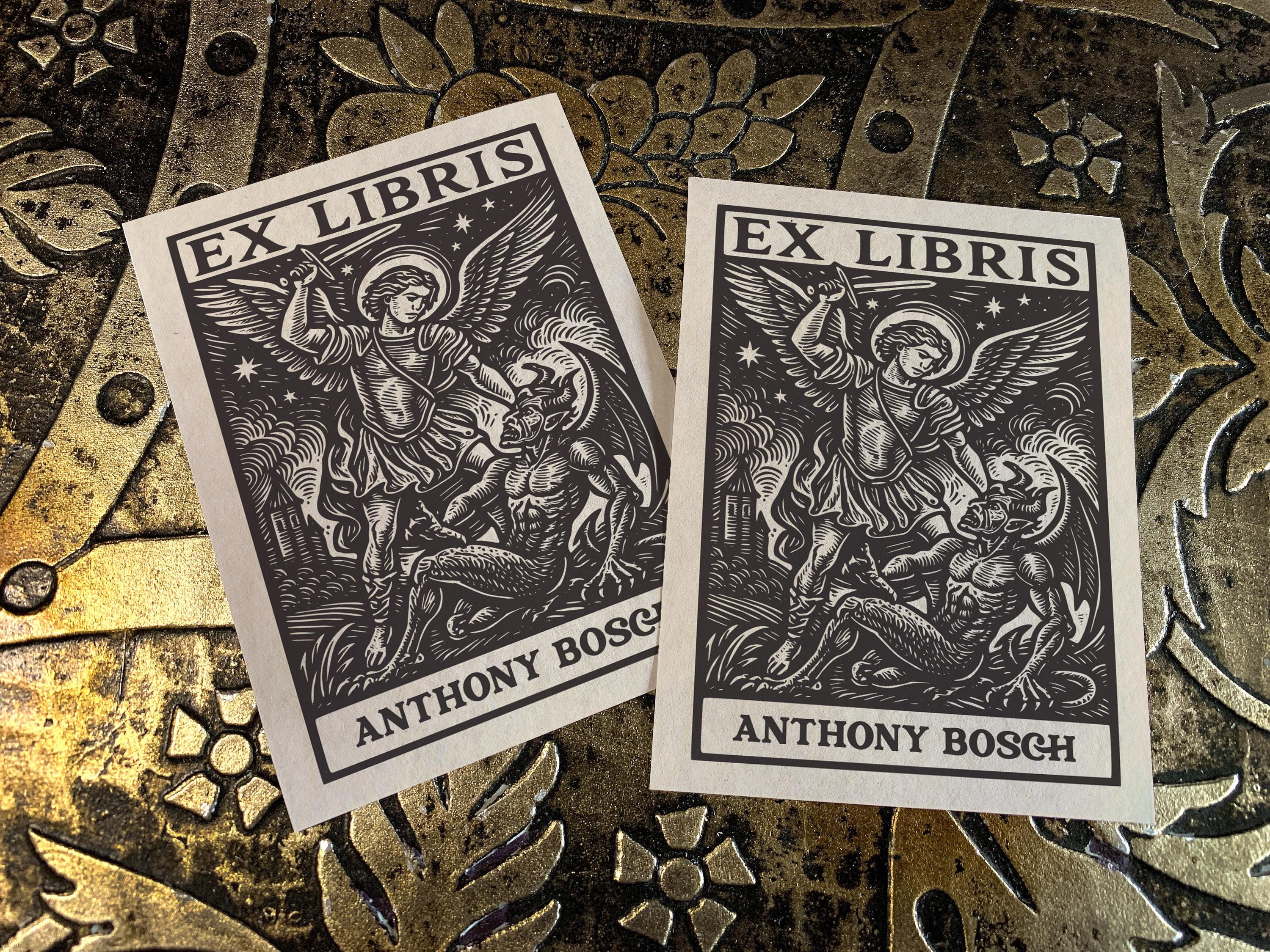 St Michael Slaying the Devil, Gothic Personalized Ex-libris