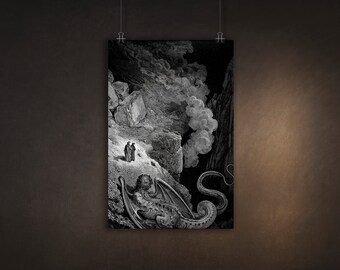 Dante's Inferno, Canto XVII, Illustrated by Gustave Dore, Premium Poster, Art Print, Available in Multiple Sizes