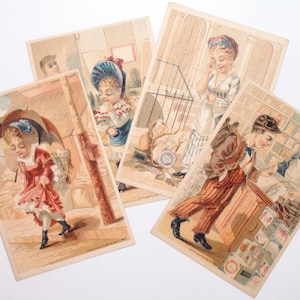 Lot of 4 Original Victorian Postcards by R. Hoyt, 1862, In Excellent Condition