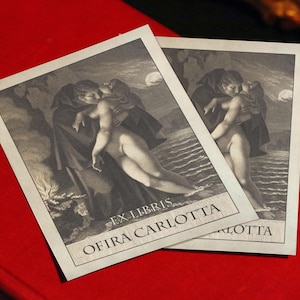 The Vampyre, Personalized Gothic Ex-Libris Bookplates, Crafted on Traditional Gummed Paper, 3in x 4in, Set of 30