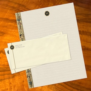 Frescoed Frieze, Luxurious Handcrafted Stationery Set for Letter Writing, Personalized, 12 Sheets/10 Envelopes