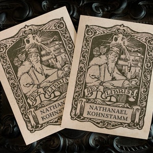Scholar's Haven, Judaica, Personalized Ex-Libris Bookplates, Crafted on Traditional Gummed Paper, 3in x 4in, Set of 30