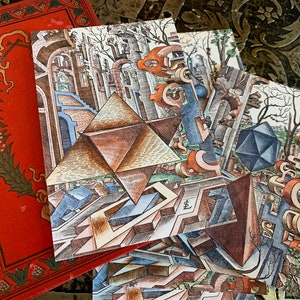 Geometrische Landschaften von Lorenz Stoer, Alltags Postkarten, 6 Designs, 12 Karten