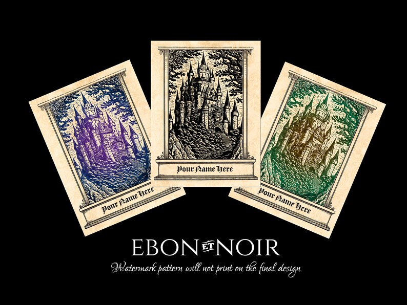 Fantasy Castle, Personalized Ex-Libris Bookplates, Crafted on Traditional Gummed Paper, 3in x 4in, Set of 30 image 8