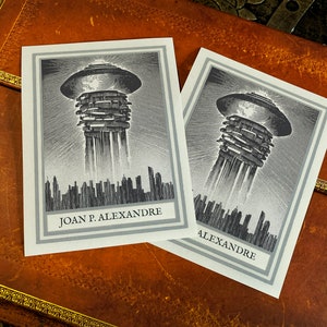 Knowledge Mothership, UFO Sci-fi Personalized Ex-Libris Bookplates, Crafted on Traditional Gummed Paper, 3in x 4in, Set of 30