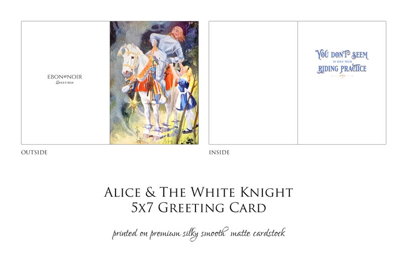 Alice and the White Knight Alice in Wonderland Greeting Card | Etsy
