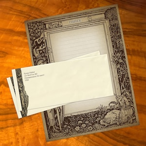 Maiden and Unicorn, luxuoso conjunto de papelaria gótica artesanal para escrever cartas, personalizado, 12 folhas/10 envelopes