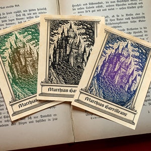 Fantasy Castle, Personalized Ex-Libris Bookplates, Crafted on Traditional Gummed Paper, 3in x 4in, Set of 30 image 2