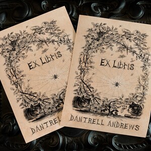 Spiderweb, Personalized Gothic Ex-Libris Bookplates, Crafted on Traditional Gummed Paper, 3in x 4in, Set of 30