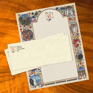 Pecados mortales, manuscrito iluminado, lujoso juego de papelería artesanal para escribir cartas, personalizado, 12 hojas/10 sobres