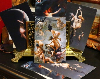 Witches by Luis Ricardo Falero, Postcard/Greeting Card Set, Exclusively Designed, 4 Designs, 12 Cards