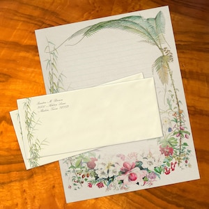 Tropical Frieze, lujoso juego de papelería artesanal para escribir cartas, personalizado, 12 hojas/10 sobres