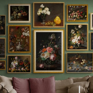 Moody Florals, Gallery Wall Art Set, Dark Academia Room Decor, Printable Art, DIGITAL DOWNLOAD, 13 High-Resolution Images + How to Guide