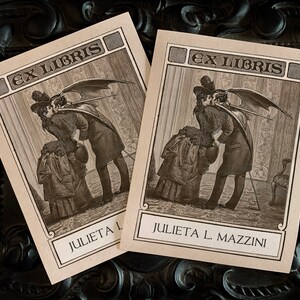Dark Lover, Devil's Kiss by Max Ernst, Personalized Gothic Ex-Libris Bookplates, Crafted on Traditional Gummed Paper, 3in x 4in, Set of 30