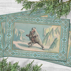 Câlins d'ours, cartes de Noël victoriennes amusantes, lot de 12