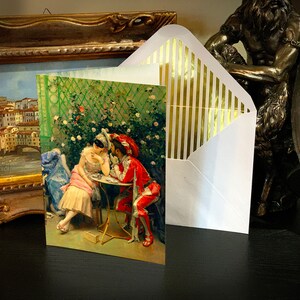 Masqueraders by Raimundo De Madrazo Y Garreta, Valentine's Day Greeting Card with Gold Foil Envelope, 1 Card/Envelope