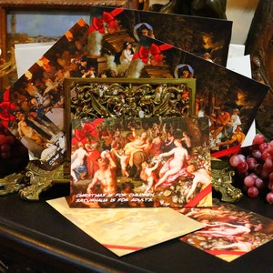 Set de cartes postales/cartes de voeux païennes Saturnalia Bacchanalia pour les Fêtes, design exclusif, 6 motifs, 12 cartes