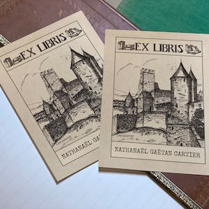 Fortezza di Carcassonne, Ex libris personalizzati, realizzati su carta gommata tradizionale, 3 x 4 pollici, set di 30