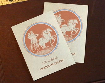Chariot of Eros, Personalized Ex-Libris Bookplates, Crafted on Traditional Gummed Paper, 3in x 4in, Set of 30