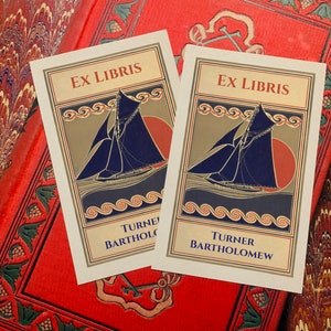 Sailing Odyssey, Nautical Personalized Ex-Libris Bookplates, Crafted on Traditional Gummed Paper, 2.5in x 4in, Set of 30