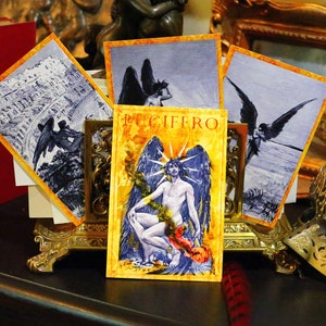 Lucifero di Gino De Bini, set di cartoline/biglietti d'auguri, dal design esclusivo, 12 disegni, 12 carte