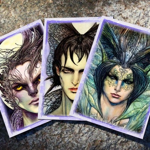 Unseelie Fairy Princes, Dark Fairy ansichtkaarten, exclusief ontworpen, 6 ontwerpen, 12 kaarten
