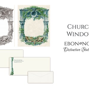 Church Window, Luxurious Christian Stationery, Personalized and Handcrafted, 12 Sheets/10 Envelopes, Available in Two Colors image 9