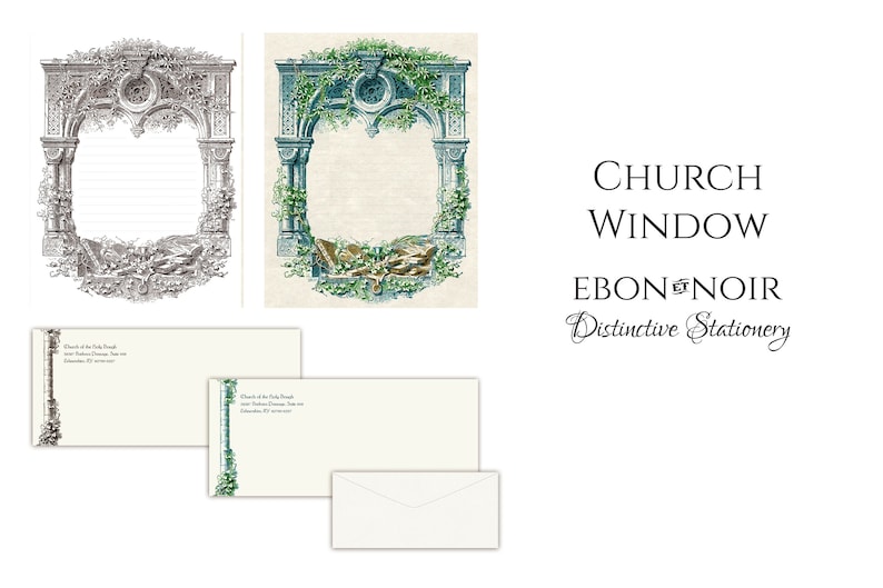 Church Window, Luxurious Christian Stationery, Personalized and Handcrafted, 12 Sheets/10 Envelopes, Available in Two Colors image 9