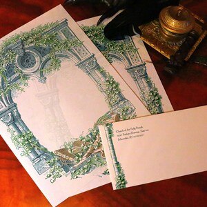 Church Window, Luxurious Christian Stationery, Personalized and Handcrafted, 12 Sheets/10 Envelopes, Available in Two Colors image 8