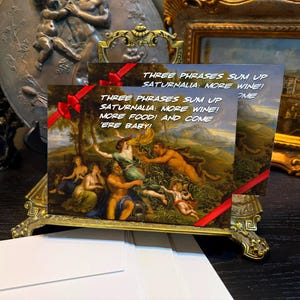 Saturnalia Bacchanalia (¡Ven aquí, nena!) Tarjetas paganas festivas planas de 5x7 con sobres blancos, vendidas en juegos de 10