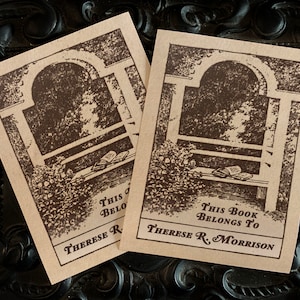 Garden Bench, Personalized Ex-Libris Bookplates, Crafted on Traditional Gummed Paper, 3in x 4in, Set of 30