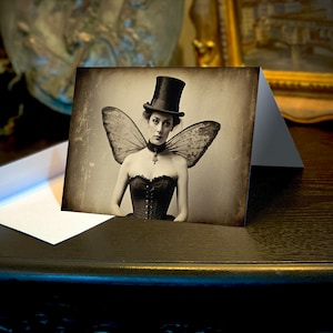 Victorian Woman with Pixie Wings, Set of Halloween Greeting Cards, With White Envelopes, 5in x 7in