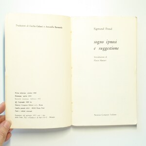 Sogno Ipnosi e Suggestione, Sigmund Freud, Italian Language, 1st Ed, 1969 image 4