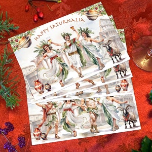 Tarjetas postales/tarjetas de felicitación Saturnalia Toga Party Holiday, diseñadas exclusivamente, 4 diseños, 12 tarjetas
