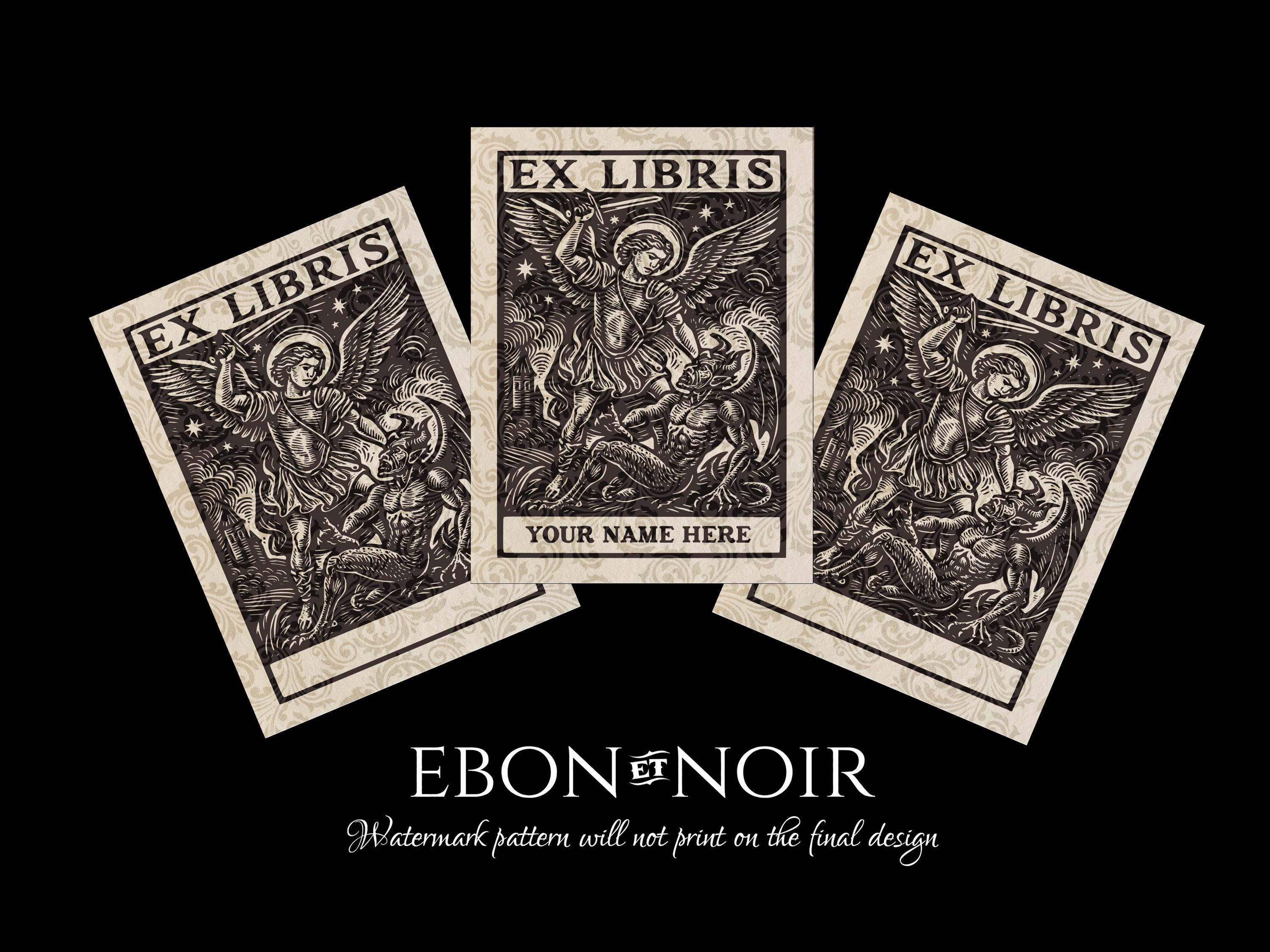 SP/朝宮咲サイン/LO-6231-S/最古の魔導書 エセルドレーダ St Michael Slaying the Devil, Gothic Personalized Ex-libris