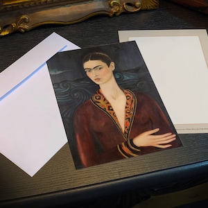 Autorretrato con vestido de terciopelo de Frida Kahlo, juego de tarjetas planas de 5 x 7 pulgadas para correspondencia diaria con sobres blancos