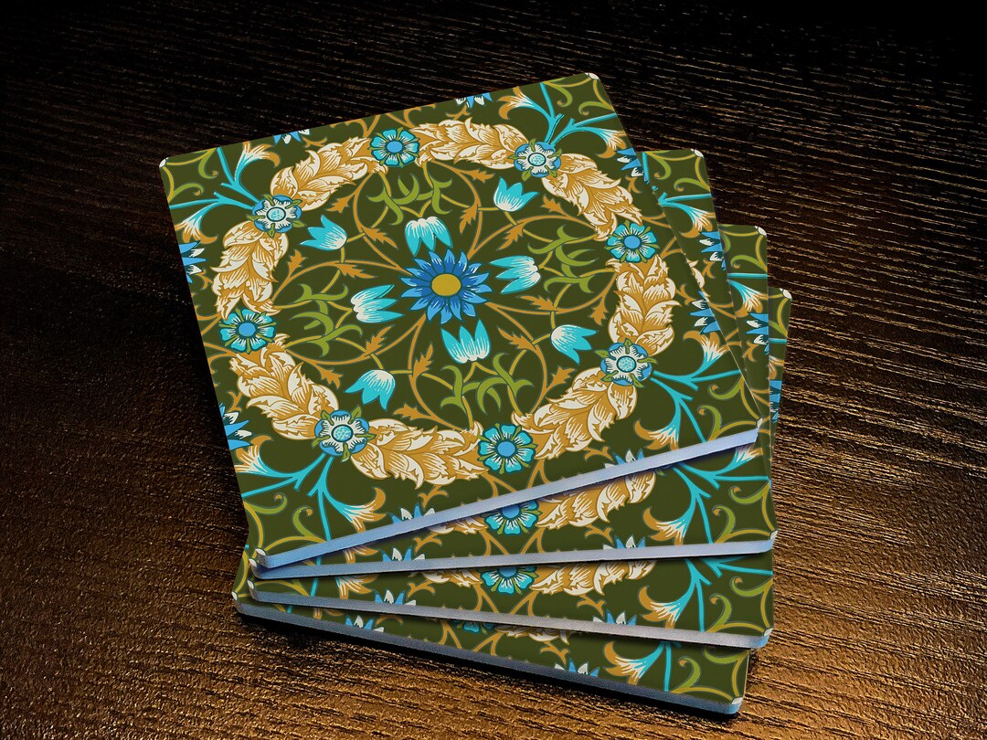 The Painted Lily - William Morris inspired stone coasters - case of 4
