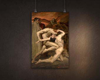 Dante and Virgil by William Bouguereau, Poster/Digital Art Print, Available in Multiple Sizes