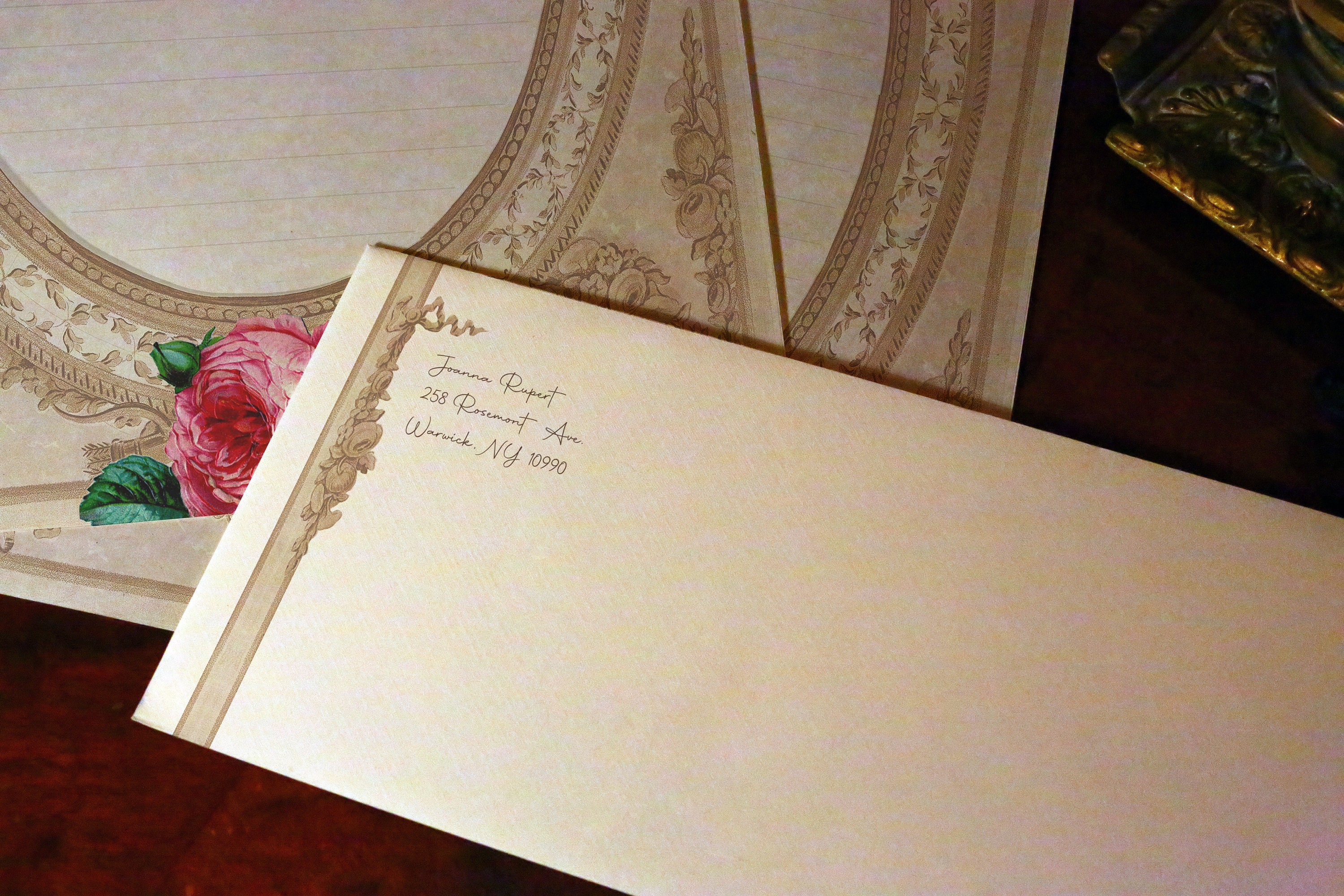 Vintage Victorian Rose, Luxurious Handcrafted Stationery Set for Letter ...