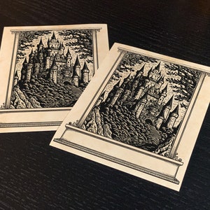Fantasy Castle, Personalized Ex-Libris Bookplates, Crafted on Traditional Gummed Paper, 3in x 4in, Set of 30 image 3