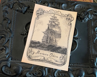 Galleon, Personalized Ex-Libris Bookplates, Crafted on Traditional Gummed Paper, 3in x 4in, Set of 30