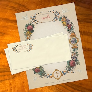 Dove Rhapsody, lujoso juego de papelería cristiana artesanal para escribir cartas, personalizado, 12 hojas/10 sobres