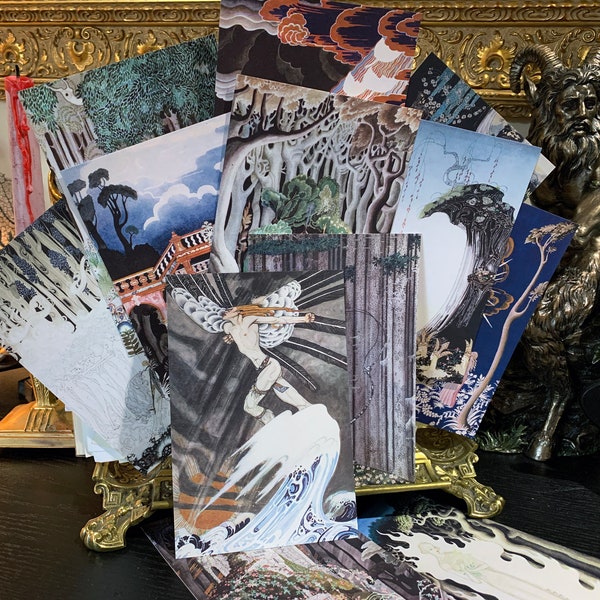Contes de fées de Kay Nielsen, Jeu de cartes postales/cartes de vœux, conçu exclusivement, 6 dessins, 12 cartes