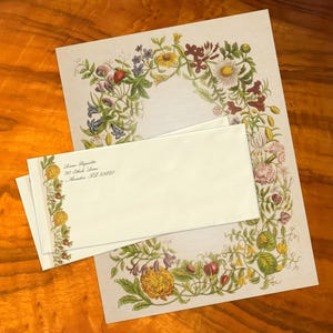 Jardín Encantado, Lujoso Juego de Papelería Hecho a Mano para Escritura de Cartas, Personalizado, 12 Hojas/10 Sobres
